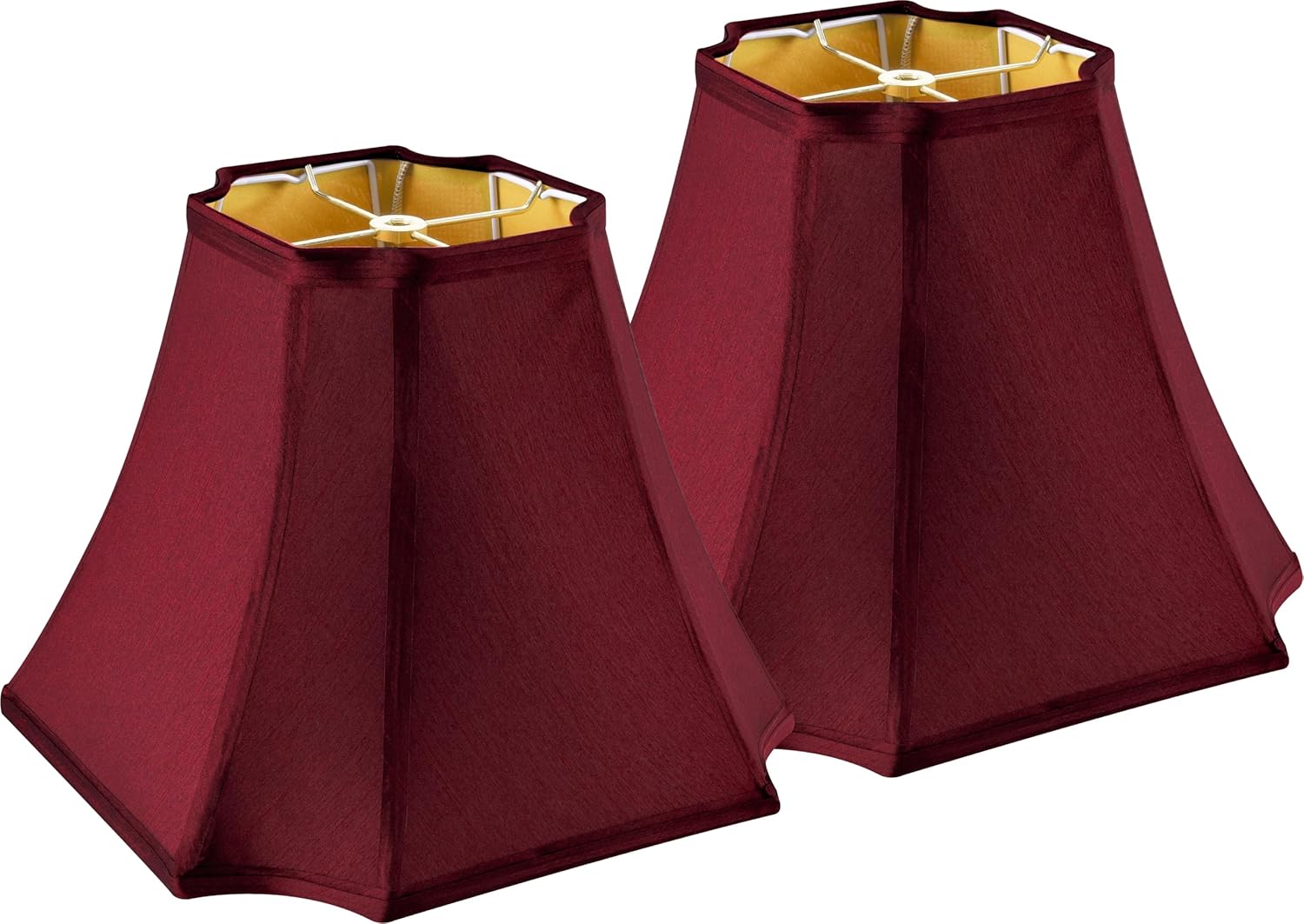 GO&SO 13.2" Medium Burgundy Lampshades Red,Square Cut Corner Lamp Shades for Floor and Table Lamps, 6.5x13.2x10.6", Burgundy, Natural Lampshade Replacement, Easy Assembly Required (Set of 2)