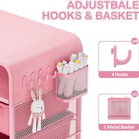 Pink Nightstand,Cute End Table with Storage Drawer,Kids Nightstand for Bedroom Furniture,Bedside Table Small Pink Desk Coffee Table for Living Room, Dorm,Office - Image 7