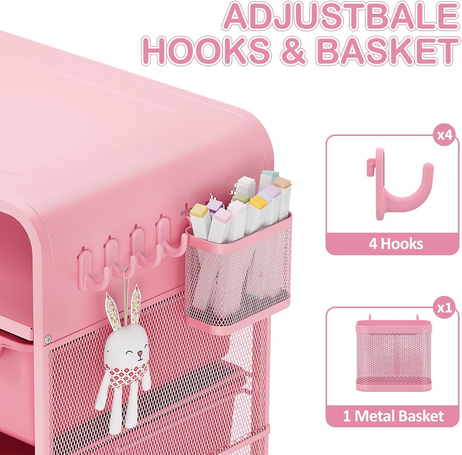 Pink Nightstand,Cute End Table with Storage Drawer,Kids Nightstand for Bedroom Furniture,Bedside Table Small Pink Desk Coffee Table for Living Room, Dorm,Office - Image 7