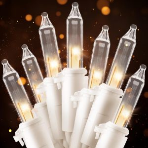 JOIEDOMI Christmas String Lights Indoor,100 Count Mini Warm Fairy Light,21.5FT Lighting Decor for Patio Dorm Classroom Bedroom Holiday Wedding Party Garland Birthday Festival Valentines Day,White Wire