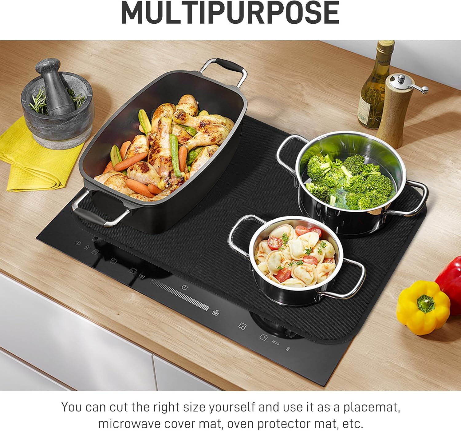 Fireproof Stove Top Covers for Electric Stove,28"x20" Heat Resistant Glass Top Stove Cover Protector,Silicone Coated Fiberglass Stove Top Mat for Prevents Scratching(Black) - Image 7
