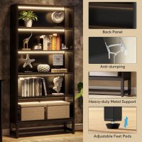 Tribesigns Tall Bookcase Black Bookshelf, 70.8” Large Bookcases Organizer with LED Lights, Heavy Duty Free-Standing Library Bookshelf with 5-Tier Storage Shelves for Living Room, Bedroom (Black) - Image 9