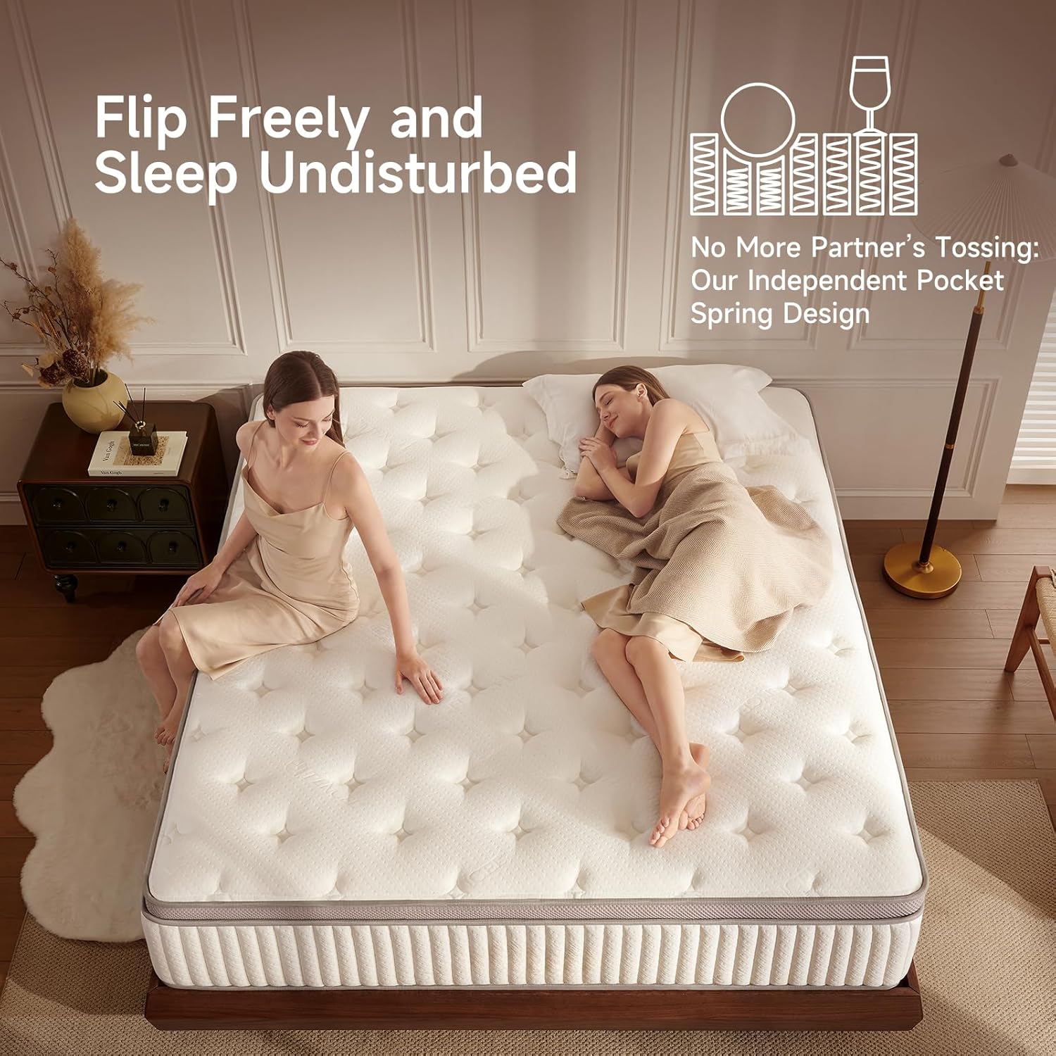 Queen Mattress, 12 inch Queen Size Cool Memory Foam Mattresses for Pressure Relief, Medium Firm Hybrid Mattress in a Box, CertiPUR-US Certified - Image 5