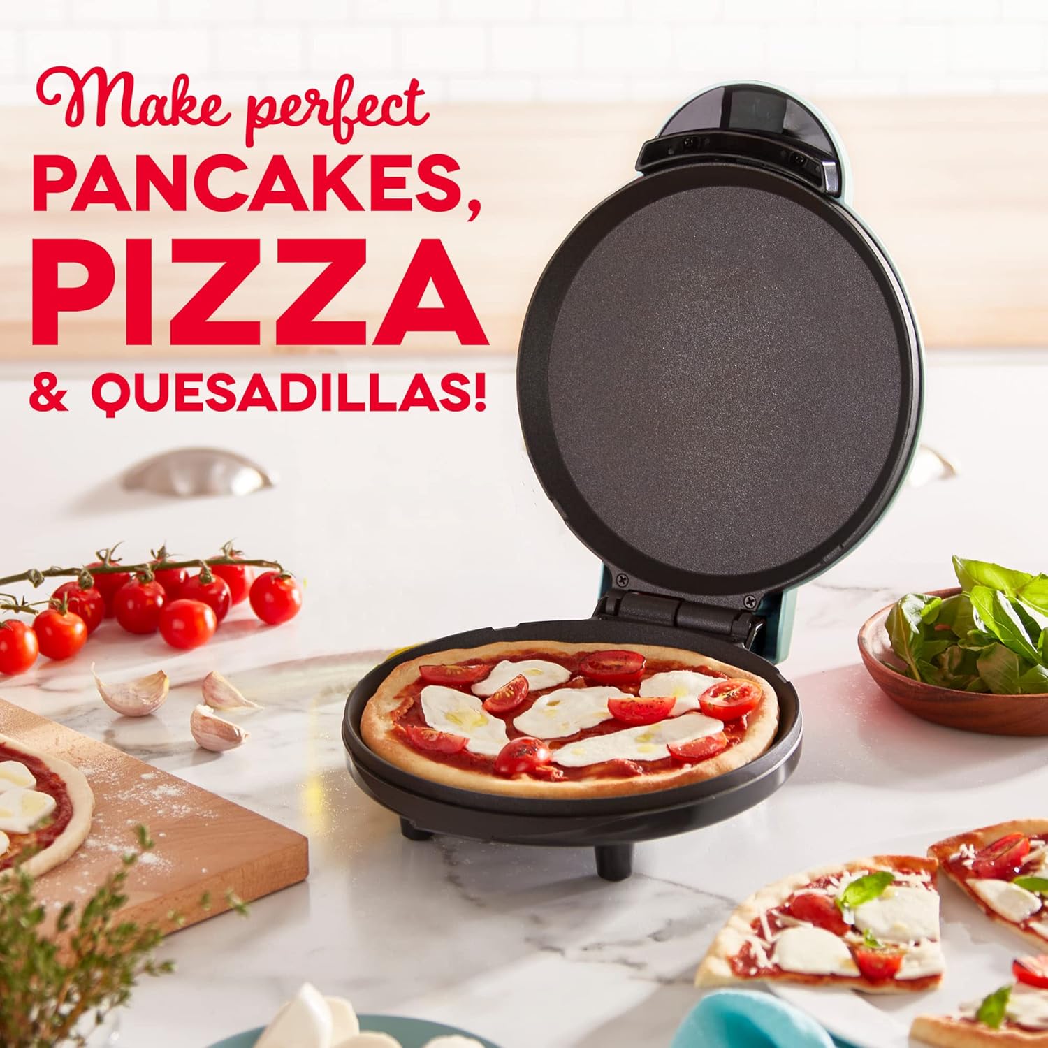 DASH 8” Express Electric Round Griddle for for Pancakes, Cookies, Burgers, Quesadillas, Eggs & other on the go Breakfast, Lunch & Snacks - Aqua - Image 4