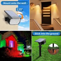 Solar Color Changing Spot Lights Outdoor Waterproof Colored RGB Solar Powered Landscape Lights for Yard 7 Lighting Modes Multicolor Solar Spotlights for Pathway Garden Outside (10 Pack) - Image 5