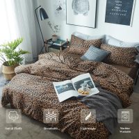 mixinni Leopard Print Queen Size Comforter Set-3 Pieces Animal Cheetah Printed Comforter Sexy Soft Fluffy Brown/Black Floral Print Bedding Set with 2 Pillowcases for All Season-Queen Size - Image 2