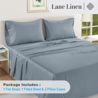 LANE LINEN Luxury Hotel Style 100% Egyptian Cotton Bed Sheets King Size – Mercerized Cotton, Silky Finish, No-Pill, Fade-Resistant, Sustainably Produced King Bedding Set – French Blue - Image 4