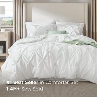Bedsure Queen Comforter Set White - Bed in a Bag Queen Size 7 Pieces, GentleSoft™ Pintuck Bed Set Gift for Family, Pinch Pleat White Comforter with Sheets, Pillowcases & Shams - Image 3