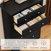 YESHOMY Tall Dresser for Bedroom with 5 Drawers, Modern Chest of Drawers, Wooden Dressers, TV Stand for Living Room,Closet, Hallway (Black) - Image 5