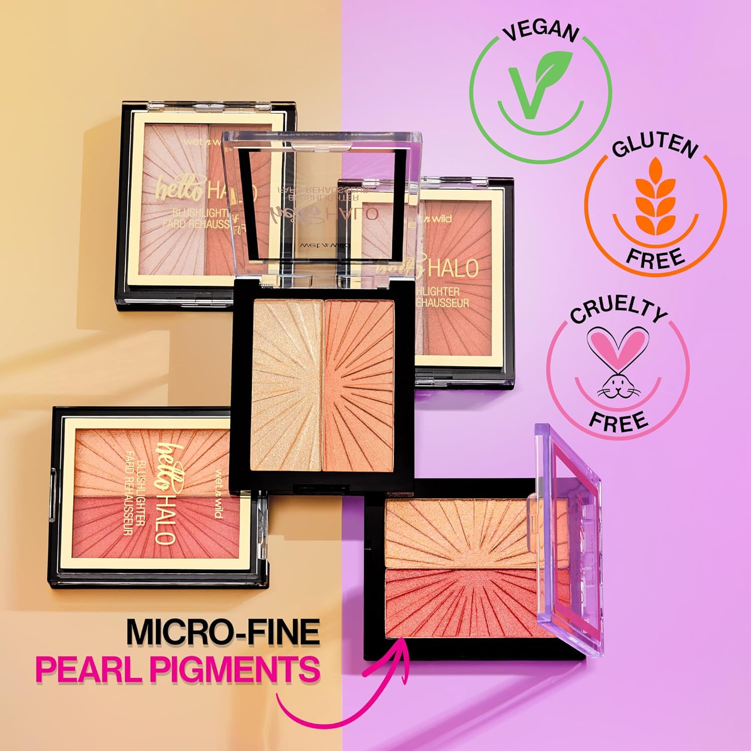 Wet n Wild MegaGlo Blushlighter, Blendable Blush & Highlighter Set, Shimmery Metallic Finish, Flash Me - Image 3