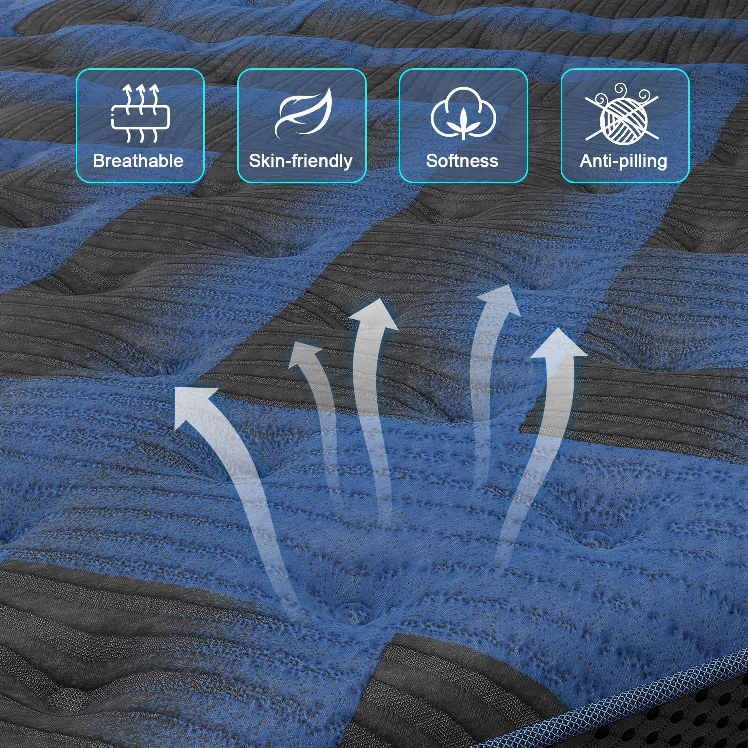 King Mattress 14 Inch, Hybrid Mattresses Medium Firm with Gel Memory Foam & Pocketed Coils, Motion Isolation, CertiPUR-US Certified, Pressure Relief for Silent Sleep - Image 6