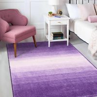 Wonnitar Washable 3x5 Purple Rugs for Bedroom, Modern Non-Slip Soft Nursery Area Rugs, Non-Shedding Ombre Low Pile Bathroom Throw Mat, Floor Carpet for Kitchen Dorm Playroom (Purple, 3'x5') - Image 2