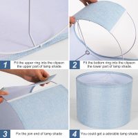 Lamp Shades Set of 2, Drum Lampshade for Table Lamps Floor Lamp, 13" Top X 13" Bottom X 10" High Blue Large Line Fabric Lamp Shades, Easy Assembly Replacement Lampshades - Image 7