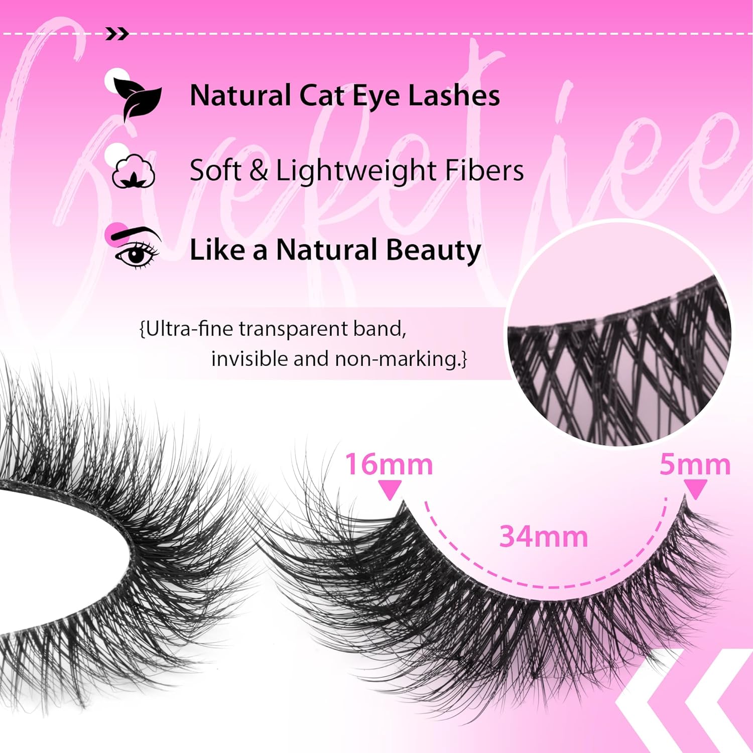 Fox Eye Lashes Wispy Eyelashes Natural Look Clear Band Lashes Fluffy Faux Mink Lashes Strip Natural False Lashes Pack by GVEFETIEE 8 Pairs - Image 3