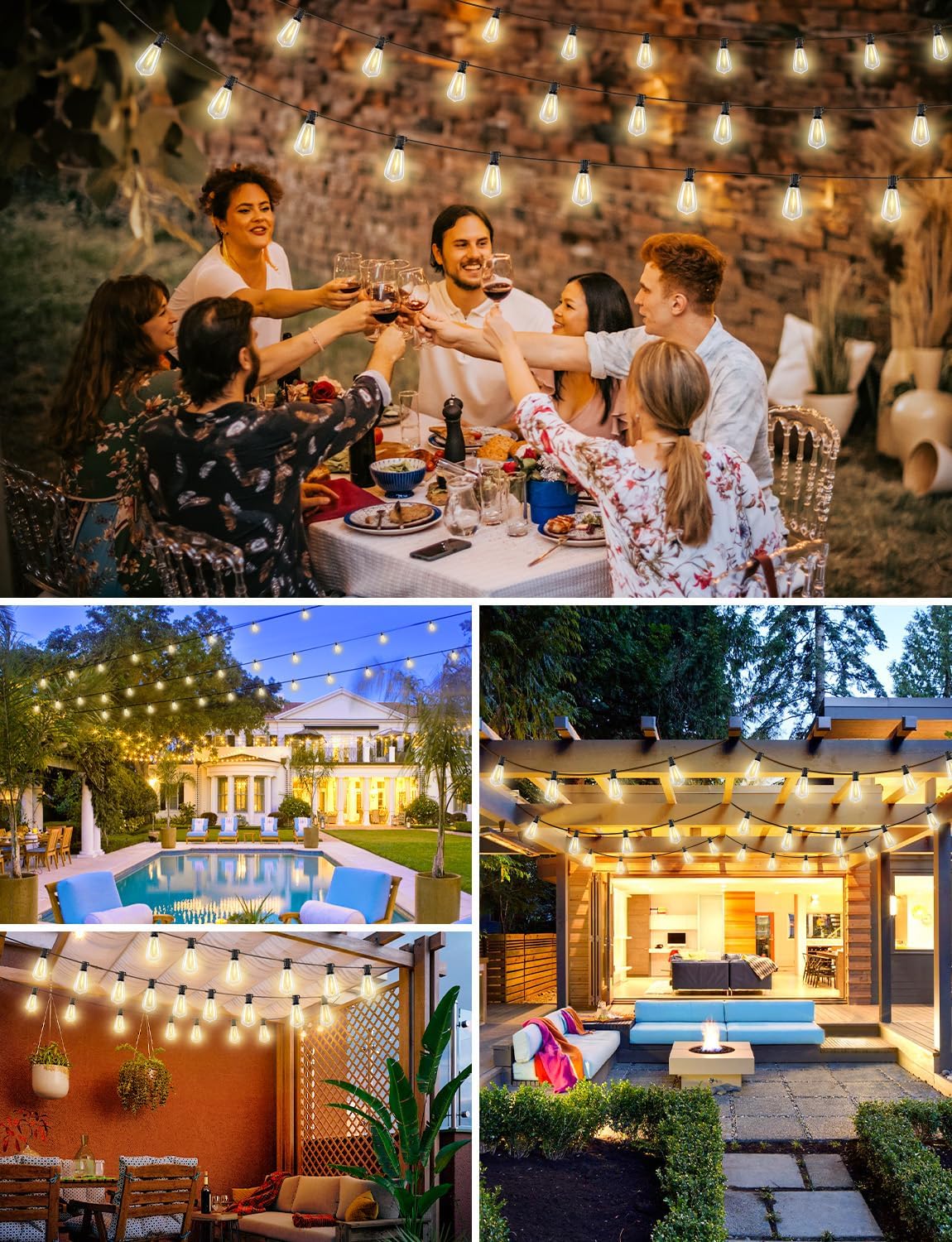 Brightever 120FT LED Outdoor String Lights with Remote, Patio Lights Outdoor Waterproof with 36+2 Shatterproof ST38 LED Bulbs, Dimmable Outside Hanging Light for Porch, Garden, Backyard, Cafe, 2700K - Image 7