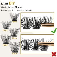 B&Q Lash Clusters Wispy B02, Eyelash Clusters 72PCS Cluster Eyelash Extensions, D Curl Lash Cluster 8-16mm Natural Individual Lashes Volume False Eyelashes Clusters with Soft Band(B02-D-8-16MIX) - Image 4