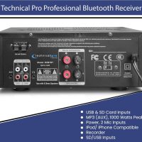 Home Theater System Kit 1000 Watts Bluetooth Receiver w/ 6 Qty 5.25" 175 Watts Each in-Wall in-Ceiling Speakers & 16 Gauge 250 ft. Speaker Wire Portable Microphone w/Remote Control by Technical Pro - Image 4