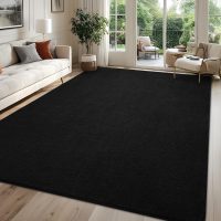 Rugs for Bedroom Living Room, 4x6 ft Black Area Rug, Washable Memory Foam Indoor Carpet, Modern Aesthetic Minimalist Non-Slip Carpets for Boys Girls Adults Home Decor - Image 3