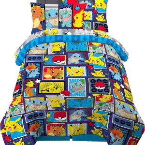 Franco Kids Bedding Super Soft Comforter and Sheet Set with Sham, 5 Piece Twin Size, Pokemon