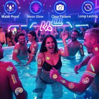Glow in the Dark Tattoos 172 PCS – Glow in the Dark Party Supplies, Neon Body Paint Be UV Blacklight Reactive Face Temporary Tattoos for Adults, Teens | Neon Accessories, Party Favors & Decorations - Image 4
