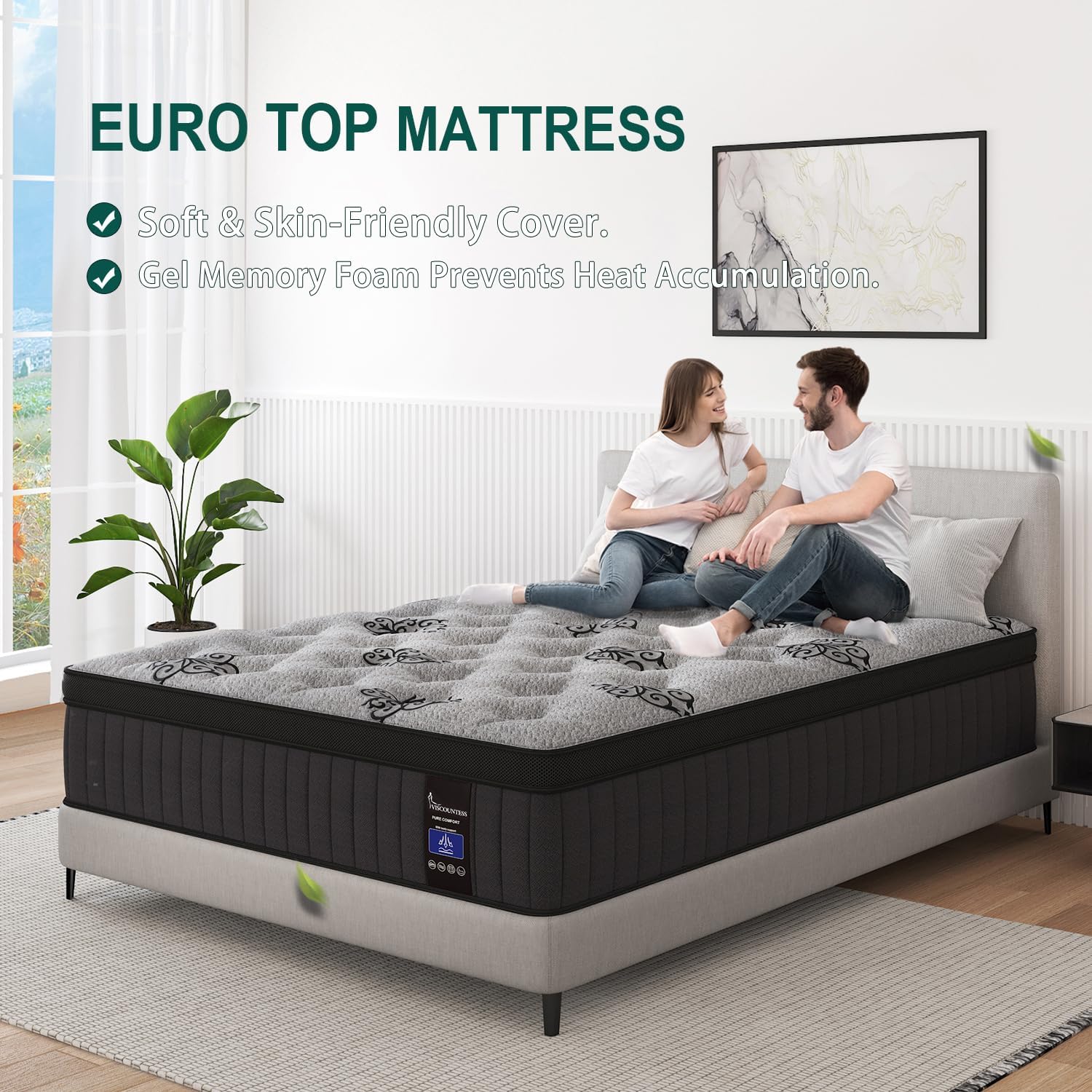 Full Mattress, 12 Inch Hybrid Mattresses Bed in a Box with Gel Memory Foam & Pocket Spring, Euro Top, Medium Firm for Back Support & Pressure Relief, Motion Isolation, Grey - Image 5