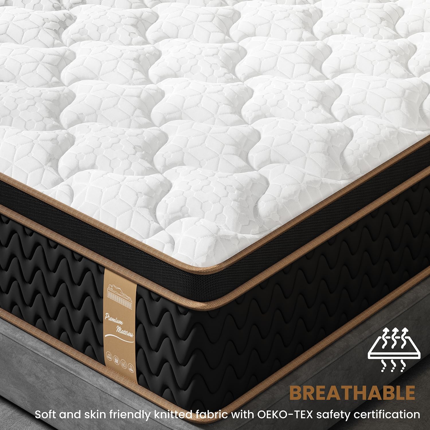 Firm King Mattress 10 Inch, Cooling Hybrid Bed in a Box, 7-Zones Individual Pocket Spring, Motion Isolation, Targeted Hip/Shoulder/Lumbar Support, Fiberglass-Free, 365-Night Trial, CertiPUR-US - Image 8