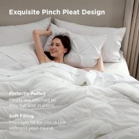 Bedsure Queen Comforter Set White - Bed in a Bag Queen Size 7 Pieces, GentleSoft™ Pintuck Bed Set Gift for Family, Pinch Pleat White Comforter with Sheets, Pillowcases & Shams - Image 4