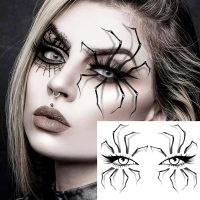 7 Sheets Halloween Eye Shadow Temporary Tattoos For Women Men Kids Adults, Halloween Eye Scary Face 3D Spider Web Tattoo Stickers, Cat Skull Bat Eyeliner Fake Tattoos Halloween Makeup Accessory - Image 2
