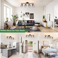 4-Lights Semi Flush Mount Ceiling Light, Adjustable Multi-Directional Light Fixtures, Rotatable Farmhouse Light Fixtures Mount with Metal Cage for Dining Room, Living Room - Image 6