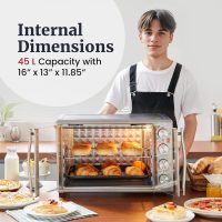 Elite Gourmet ETO4524 45L Countertop Convection Toaster Oven, French Doors, Adjustable Temperature & Timer, Bake, Roast, Broil, Toast, Includes Baking Pan, Rack, Rotisserie, Stainless Steel - Image 3
