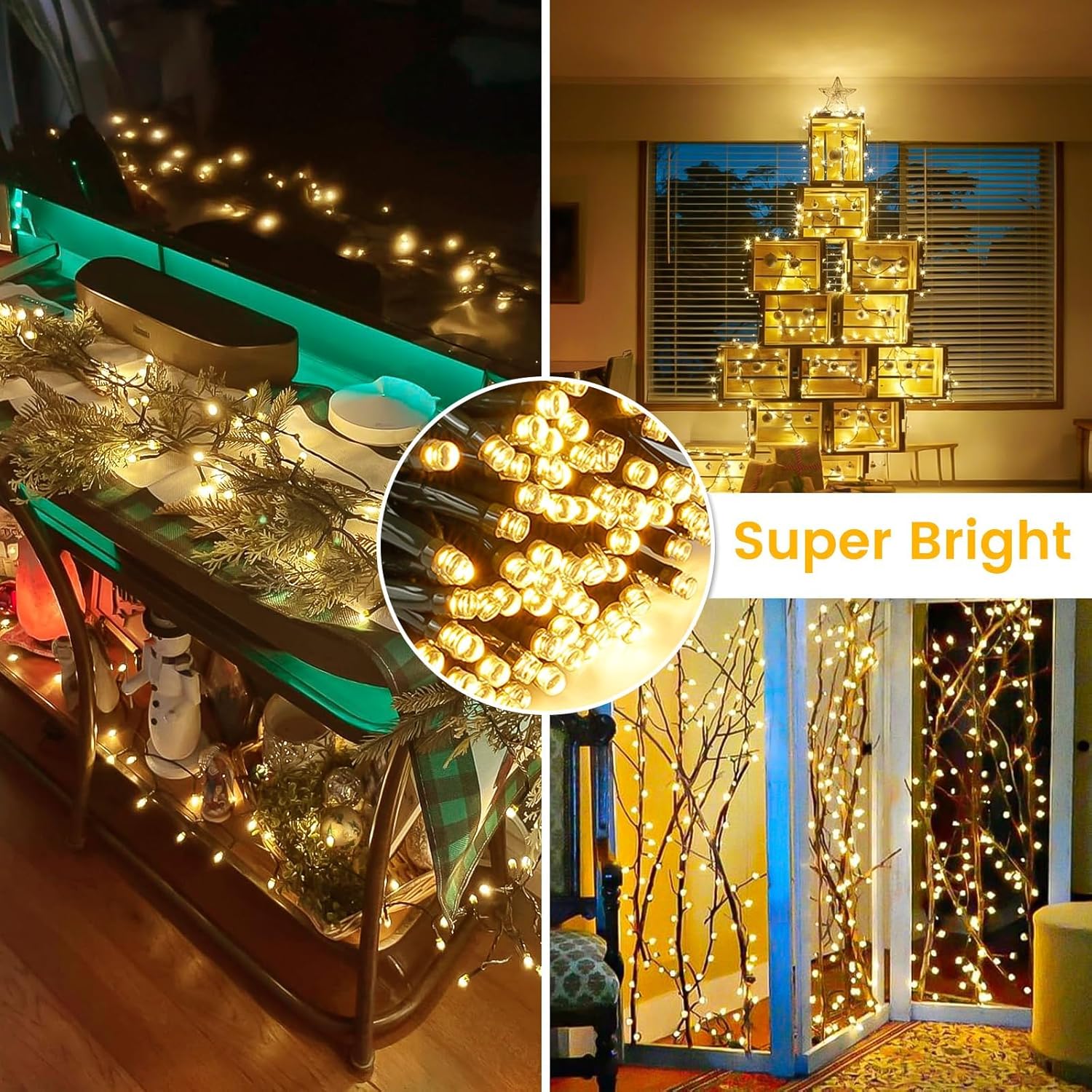 Connectable 240LED 88Ft 13Modes Christmas Lights Outdoor Indoor | Extendable Green Wire Christmas String Lights with Timer | Twinkle Fairy Light Plug in for Xmas Tree Garden Decor Party (Warm White) - Image 4