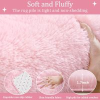 Keeko Fluffy Pink Area Rugs for Bedroom Girls Room, 4x5.3 Cute Shag Kids Room Rugs Nursery Living Room Indoor Fuzzy Bedside Rug Ultra Soft Furry Carpet for Bedroom Teen Baby Dorm Decor - Image 7