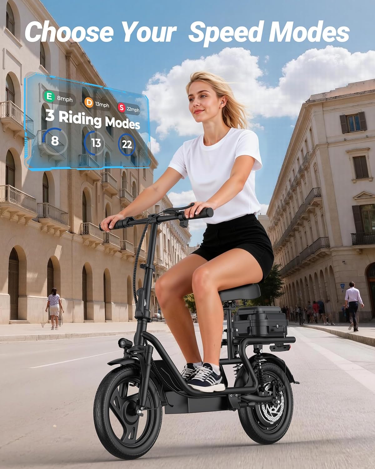 Maxshot Electric Scooter, 8.5" /10" /14" Tire, 16/19/22 Mph Top Speed, 12/16/21/27/28/49/50 Miles Long Range, Folding Escooter for Adults and Kids with Seat Bag, Dual Braking, Dual Suspension, App - Image 6