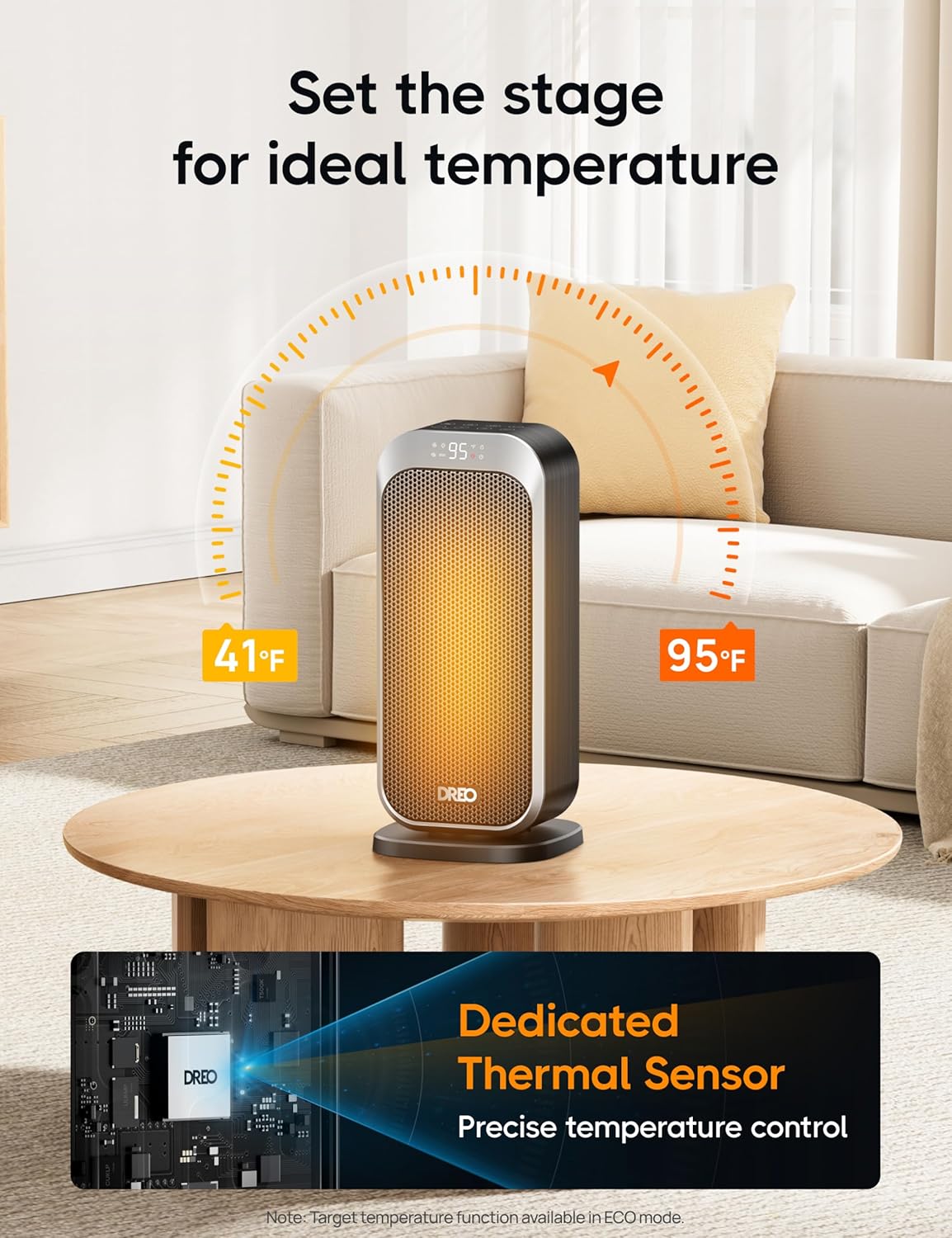 Dreo Quiet Space Heater, 1500W Portable Heaters for Indoor Use with Remote, 70° Oscillation, Fast and Safety Electric PTC Ceramic for Desk Office Bedroom, 12H Timer - Image 7