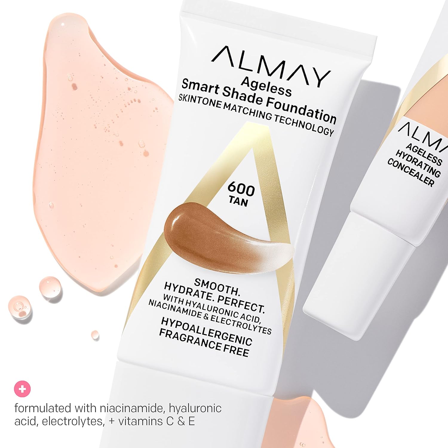 Almay Anti-Aging Foundation, Smart Shade Face Makeup with Hyaluronic Acid, Niacinamide, Vitamin C & E, Hypoallergenic-Fragrance Free, 200 Light Medium, 1 Fl Oz (Pack of 1) - Image 5