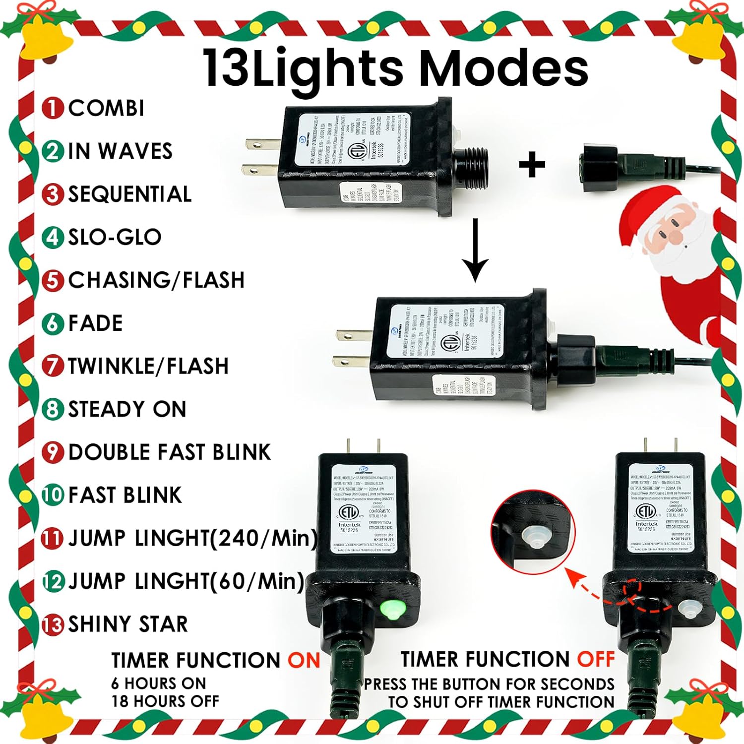 Connectable 240LED 88Ft 13Modes Christmas Lights Outdoor Indoor | Extendable Green Wire Christmas String Lights with Timer | Twinkle Fairy Light Plug in for Xmas Tree Garden Decor Party (Warm White) - Image 5