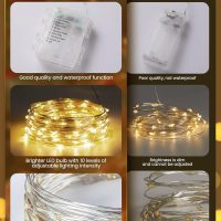 Minetom Fairy Lights Battery Operated with Remote, 33Ft 100 LED Waterproof String Lights Indoor Outdoor, Starry Twinkle Light for Christmas Home Bedroom Wedding DIY Centerpiece Decor - Image 3