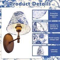 VIHOSE 6 Pcs Chandelier Shades Small Chinoiserie Lamp Shade French Countryside Toile Clip Bulbs Lampshade 3 x 6 x 5 Inch Lamp Chimney Cover for Chandelier Farmhouse (Blue Floral) - Image 3