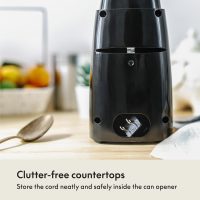 BELLA Electric Can Opener and Knife Sharpener, Multifunctional Jar and Bottle Opener with Removable Cutting Lever and Cord Storage, Stainless Steel Blade, Black - Image 5
