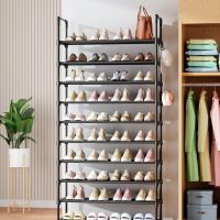 Kitsure Shoe Rack for Closet - 10-Tier Shoe Organizer with Hook Rack, Large-Capacity & Space-Saving Shoe Shelf for Entryway, Bedroom, Living Room,32.2" x 11.8" x 68.5", Black - Image 6