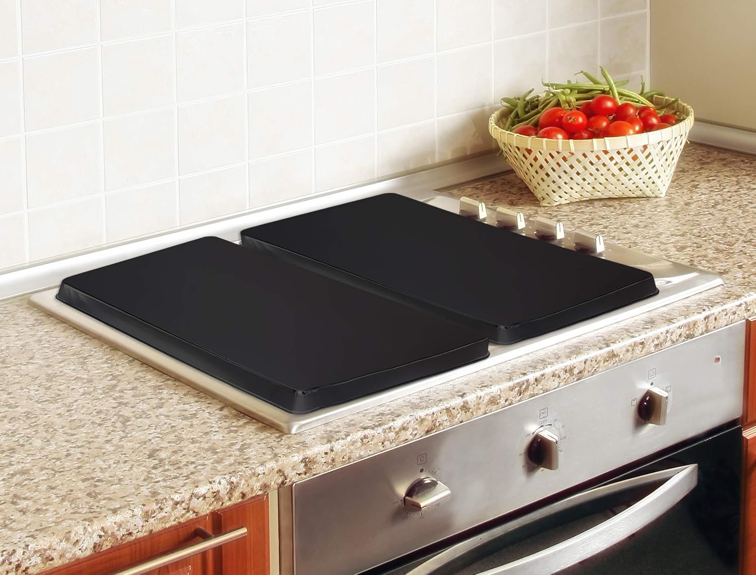 Reston Lloyd Rectangular Stove Burner Covers, Set of 2, Black - Image 3