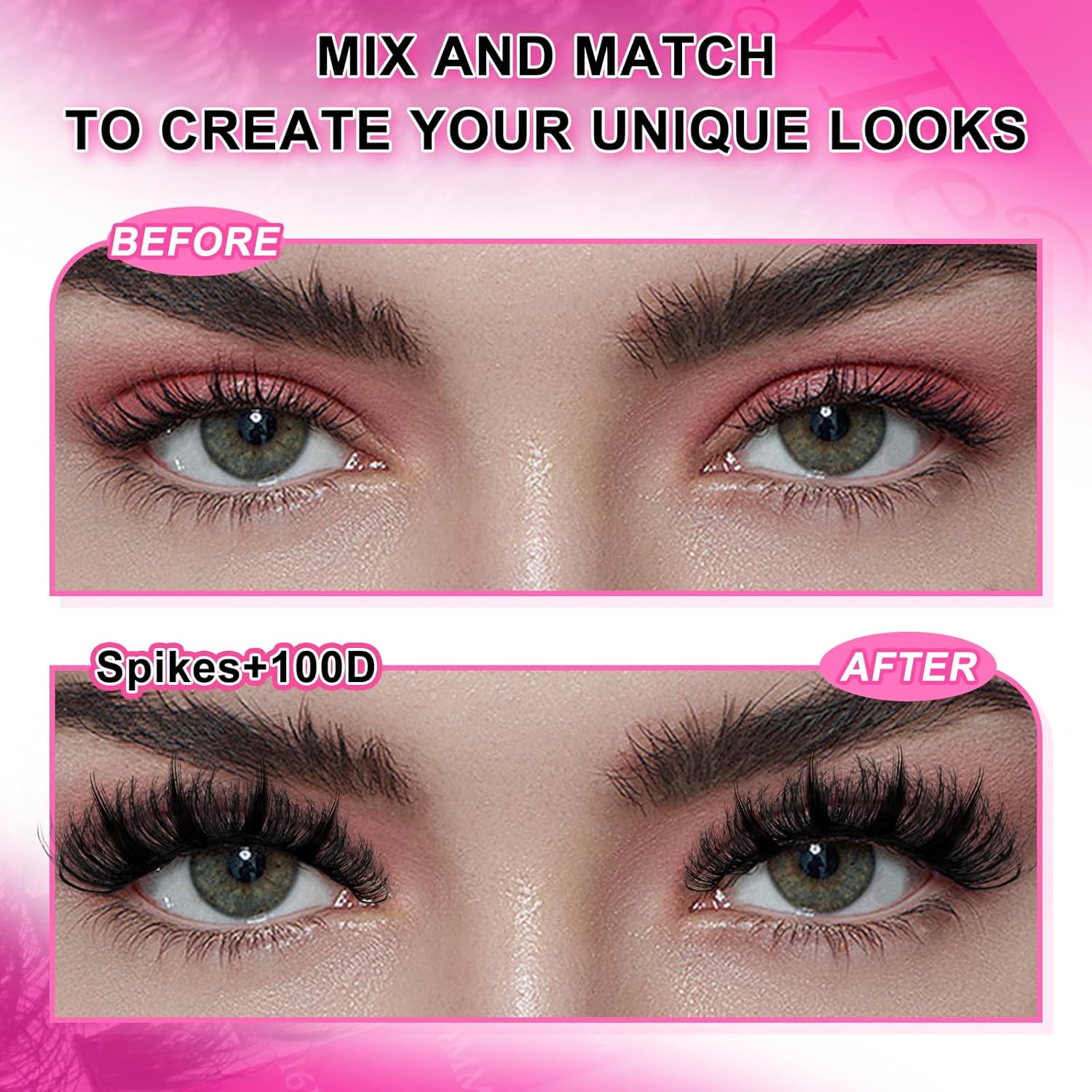 Manga Lash Clusters Kit 100D Eyelash Clusters with DIY Spikes 13-19MM Spiky Volume Cluster Eyelash Extensions Wispy Individual Lash Extensions Kit Anime Lashes Cluster Bond & Seal Tweezer by MilyBest - Image 5
