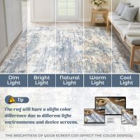 5x7 Area Rugs for Living Room, Washable Modern Abstract Large Area Rug Neutral Soft Non Slip Kids Rug Stain Resistant Indoor Carpet for Bedroom Nursery Dining Room Home Office(Blue, 5'x7') - Image 8