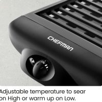 Chefman Electric Smokeless Indoor Grill w/ Non-Stick Cooking Surface & Adjustable Temperature Knob from Warm to Sear for Customized BBQing, Dishwasher Safe Removable Water Tray, Black - Image 6