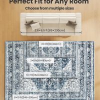 AMADA HOMEFURNISHING 5x7 Area Rugs, Washable Living Room Rug Low-Profile with Non-Slip Backing & Durable Edge Binding, Vintage 5x7 Rugs for Living Room, Bedroom, Dinning Room - Image 8