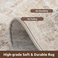 AMOAMI-Area Rug 5X7 Rugs for Living Room-Vintage Soft Beige Rugs for Bedroom-Non Slip Carpet-Machine Washable Rug for Dining Room Living Room Bedroom Office Under Table-Beige - Image 4