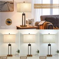 25.5'' Set of 2 Modern Bedroom Table Lamps with USB C+A Ports, 3 Color Changeable, Brown Night Stand Lamps for Bedside, Guest Room, Office, Reading - Image 3