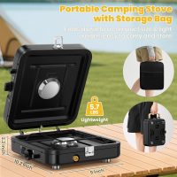 Camp Stove Propane, 2 Burner Folding Propane Camping Stove with Carrying Bag, Adjustable High Heat Burners & Piezo Push-Button Instant Ignition, Outdoor Tailgating, Backyard BBQ Camping Essentials - Image 6
