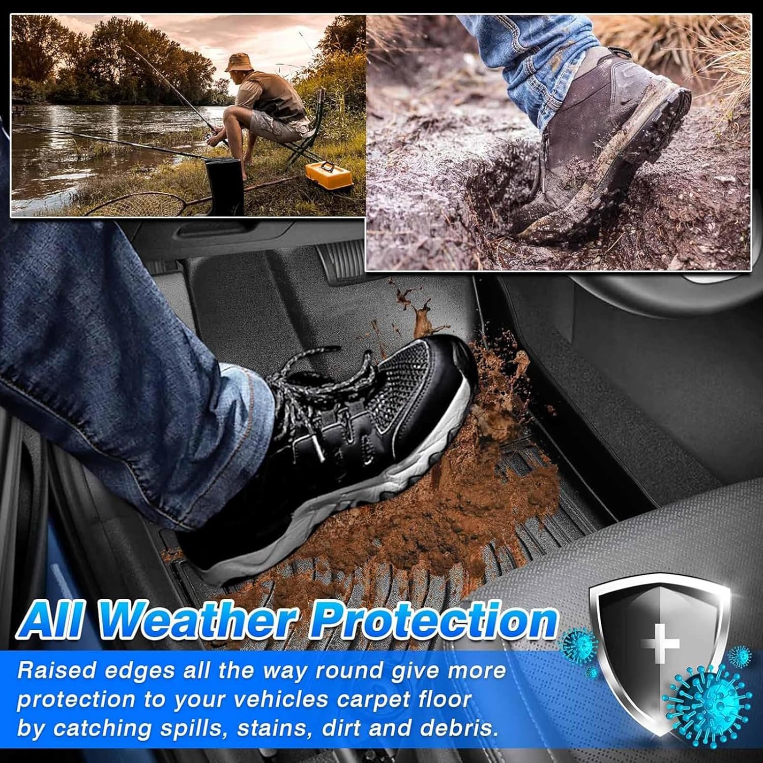 Floor Mats for Volkswagen Tiguan 2018-2023 2024 (Only for 5 Seater) All Weather Cargo Liner for Tiguan Accessories TPE Car Floor Mats Carpet Protection - Image 3