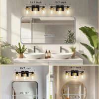 L LOHAS LED 3 Light Bathroom Vanity Light, Black and Gold Bathroom Light Fixture Over Mirror, Modern Lighting Fixtures with Clear Glass Shade, Vintage Vanity Lights for Bathroom Mirror Hallway, ETL - Image 6